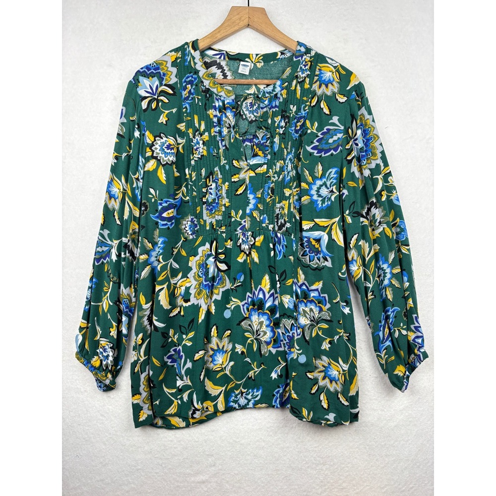 Old Navy‎ Blouse Womens XXL Floral Pintuck Pleat Boho Relaxed